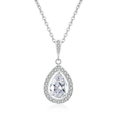 Clear Water Drop Zircon Pendant Necklaces