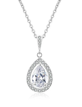 Clear Water Drop Zircon Pendant Necklaces