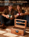 Cigar Humidor with Digital Hygrometer, Humidifier and Accessory Drawers, Glass Top Spanish Cedar Humidor, Holds 20-35 Cigars