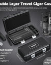 Portable Travel Cigar Humidor,Double Cigar Humidor with Separate Storage for Cigar Accessories,Holds 5 Cigars