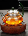Heat Resistant Clear Glass Tea Pot with Infuser 300ml 600ml Color Warped Handle Glass Teapot Flower Puer Tea Infuser Pot Tea Set