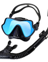 Snorkel Mask Set Silicone Swimming Goggles Diving Training Kit Dry Top Colorful Len Wide View Tempered Glass Anti-Leak Adults