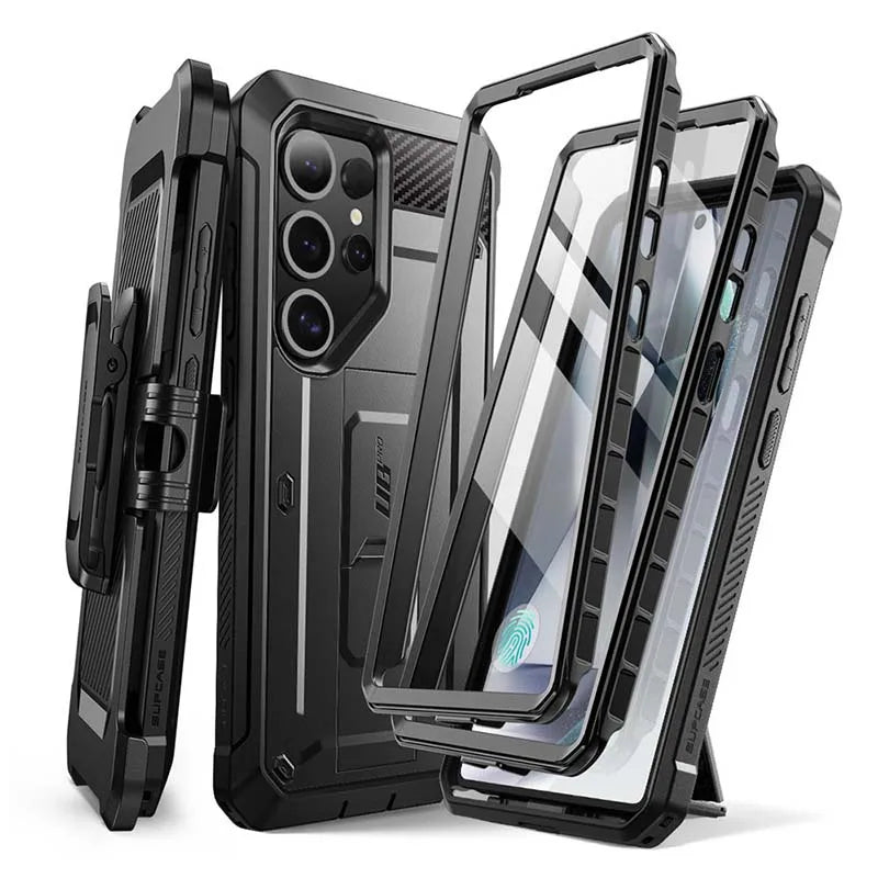 For Samsung Galaxy S25 Ultra Case UB Pro Full-Body Dual Layer Rugged Belt-Clip Phone Case with Built-in Screen Protector