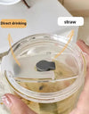 600ml Stripe Glass Cup with Lid And Straw Transparent Milk Tea Juice Cup Drinking Glasses Ice Water Coffee Mug Bar Drinkware