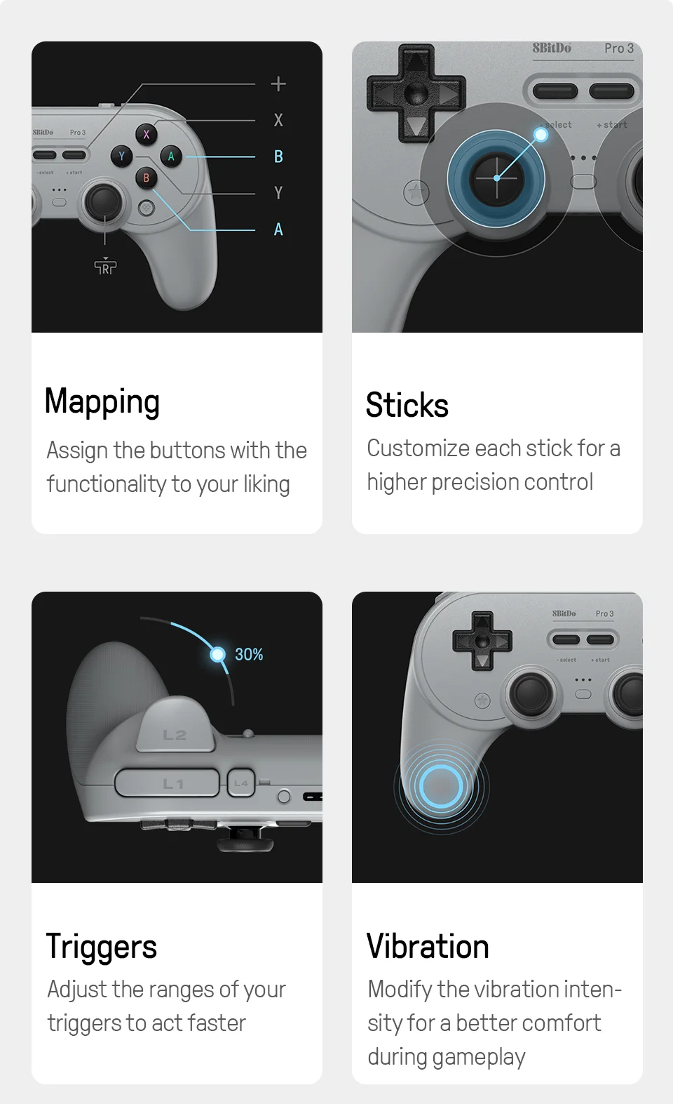 Wireless Gaming Controller with TMR Joysticks and Swappable Buttons for Nintendo Switch and PC
