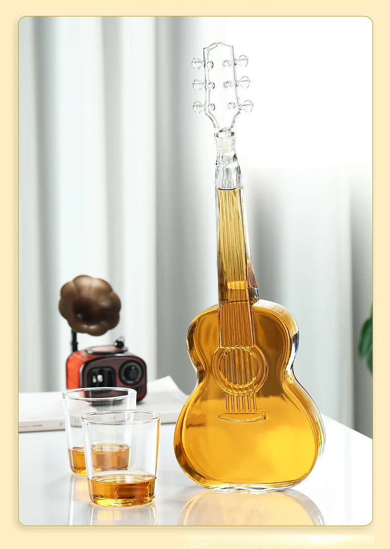 High Borosilicate Glass Wine Bottle Guitar Violin Decanter Wine Set Thickened Transparent Craft Decanter Bottle Decoration