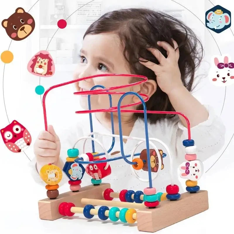 Montessori  Toys Wooden Roller Coaster Bead Maze Abacus Math Toys  Early Educational Toys for  1-3 Years