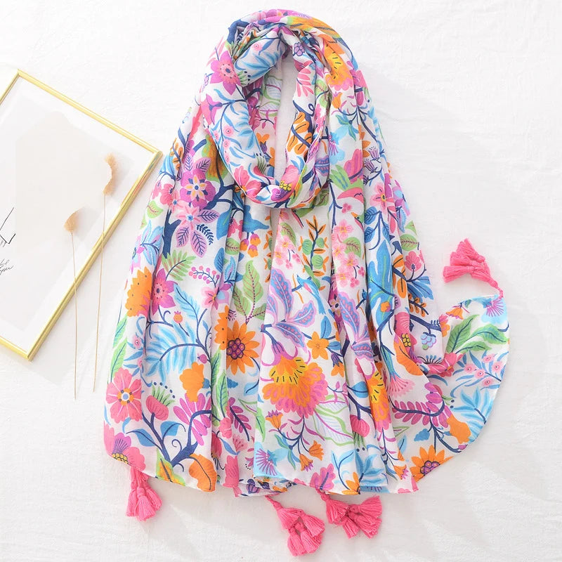 Floral Brand Scarf Luxury Designers New Style Women Elegant Scarves Hug Shawls Pink Purple Scarf Bandana Fashion Design Shawls