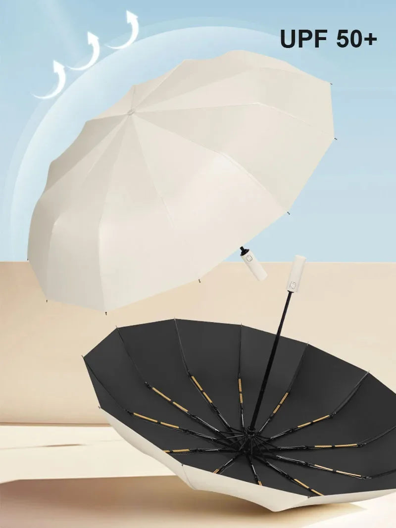 Large Automatic Folding Umbrella 24 Bone Windproof UV Protection Waterproof Travel Umbrella