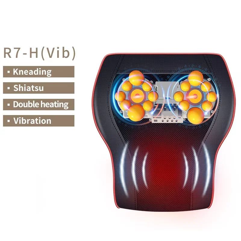 Electric Shiatsu Massage Pillow Neck Airbag Traction Body Massager Car with Heating and Vibration Function
