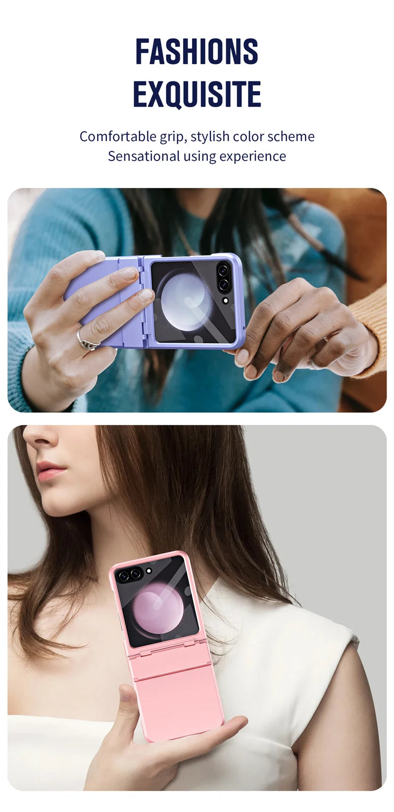For Samsung Galaxy Z Flip 6 5 Flip5 Case Luxury Matte With Mirror Film Folding Hinge Shockproof Protection Hard Cover accessory