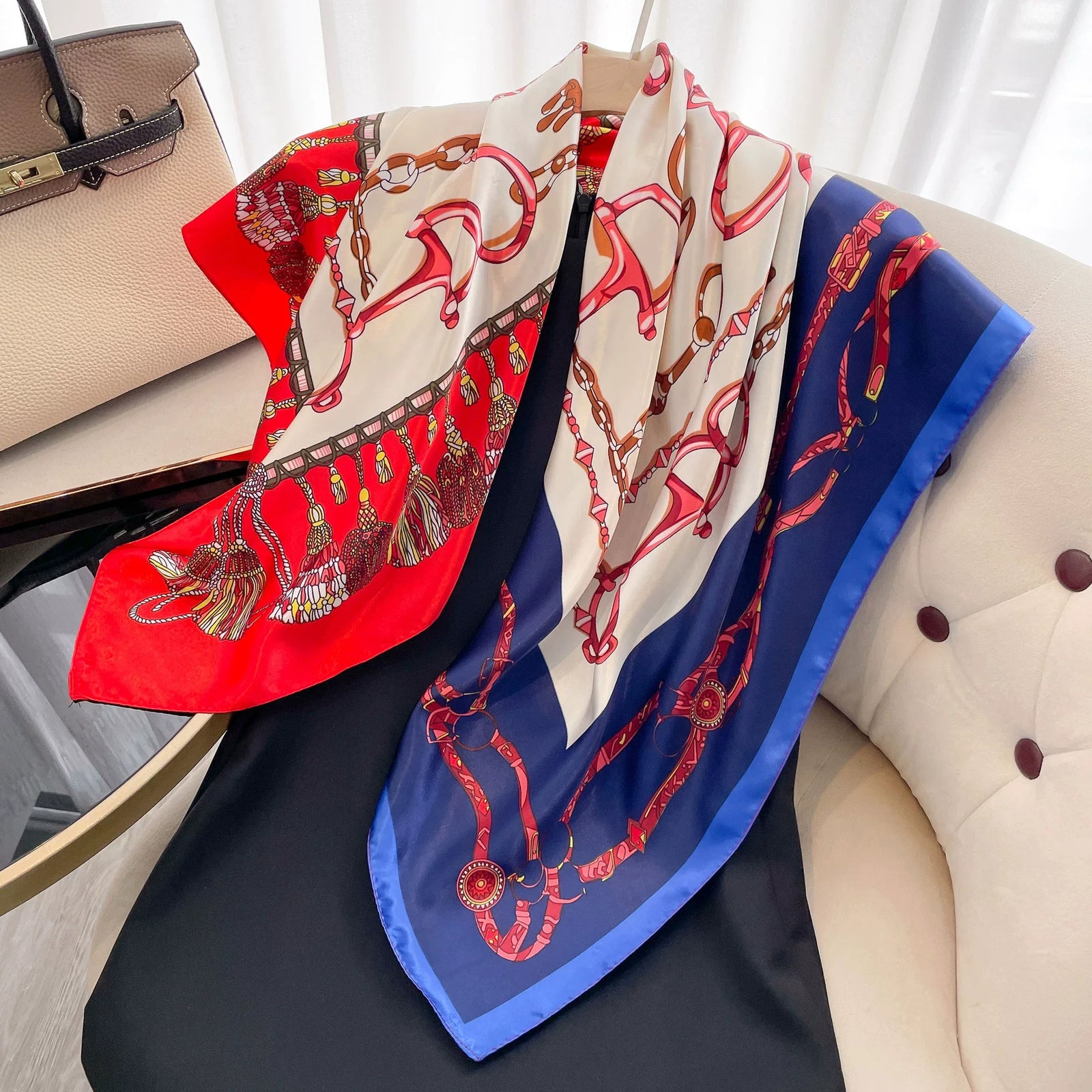 Square Women Scarves Silk Office Ladies Hair Neck Bandanna Headband Foulard Headcloth Muslim Headscarf Female muffler