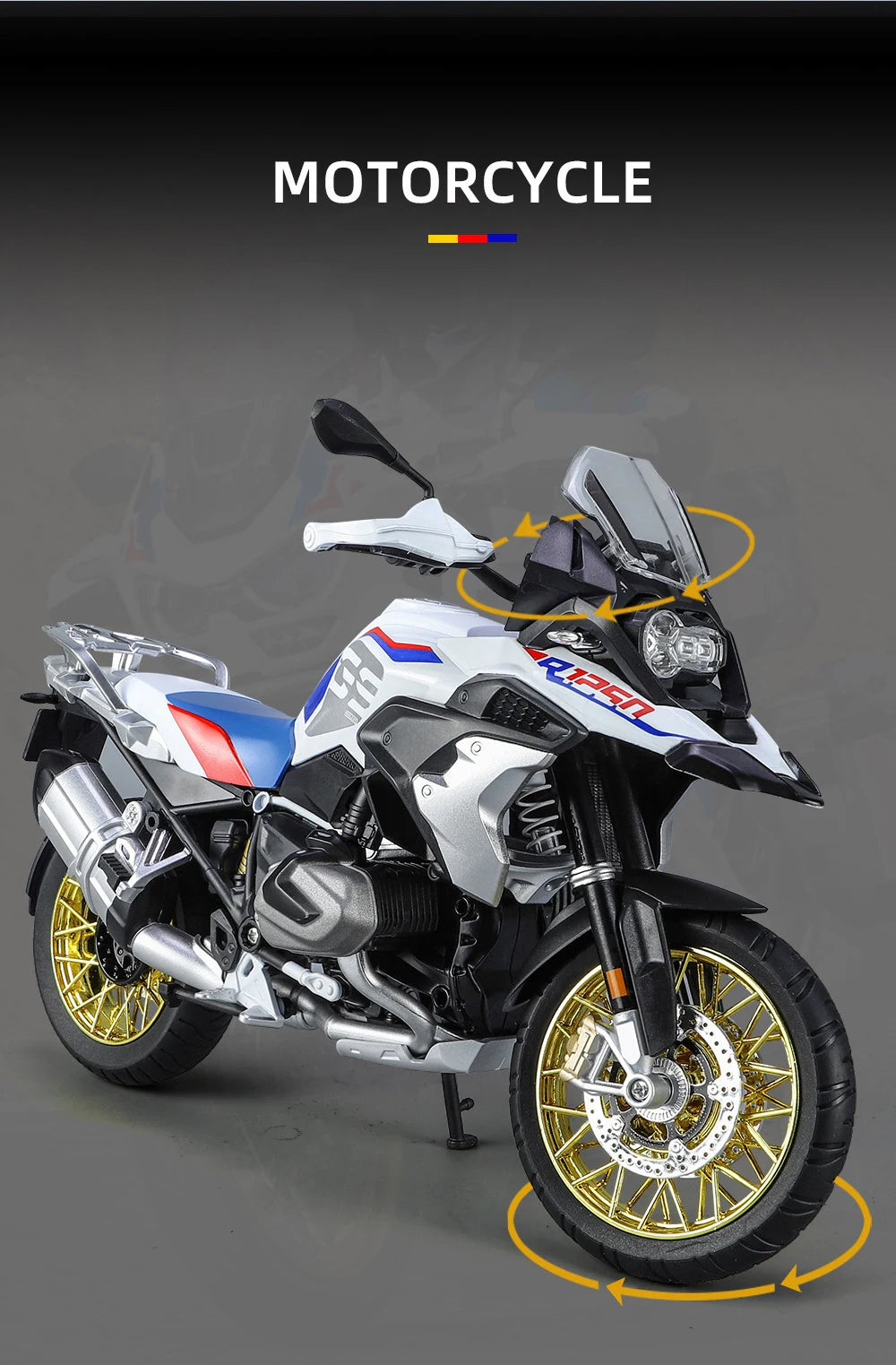 Diecast R1250 GS Adventure Motorcycle Model 1 to 9 Scale
