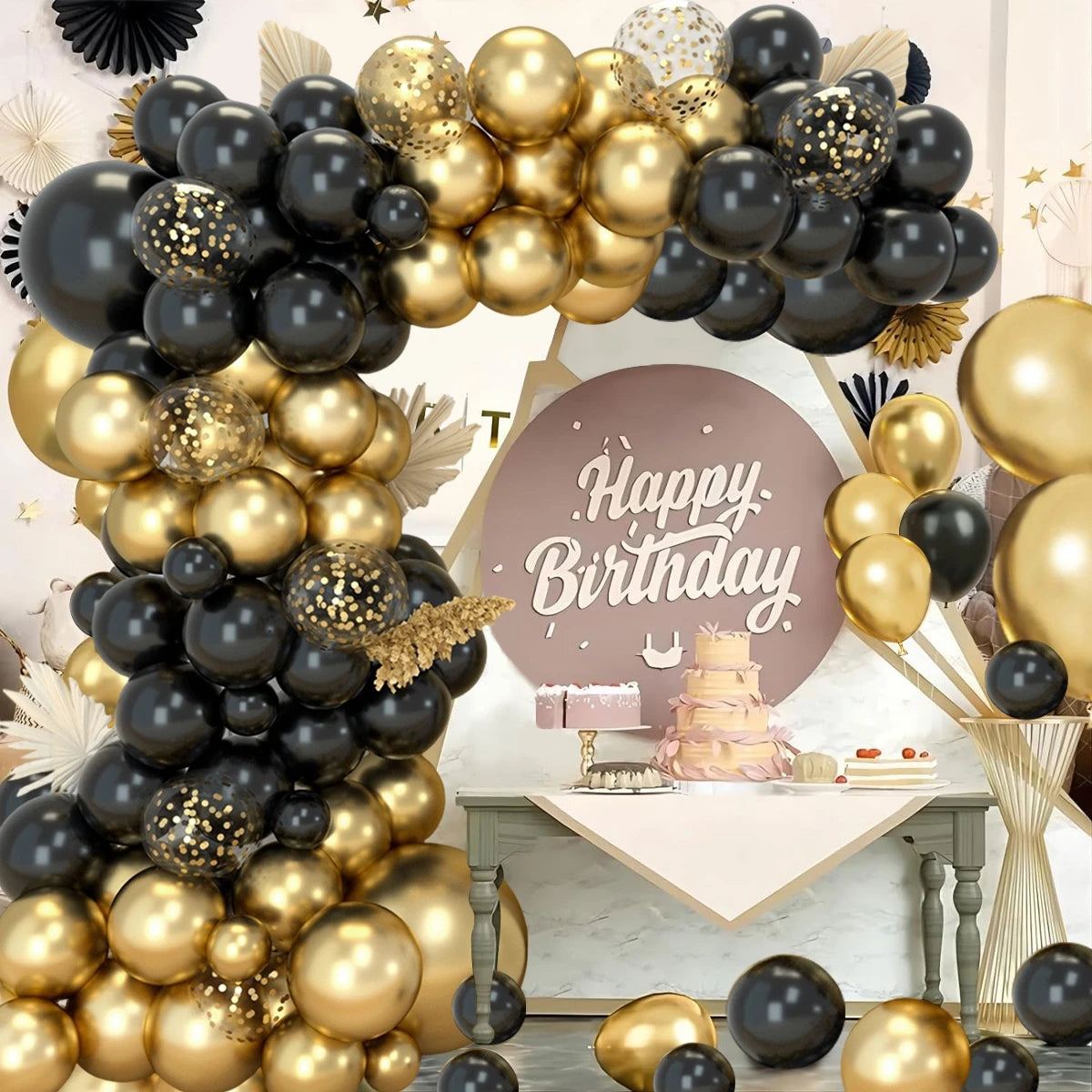 Black Gold Balloon Garland Arch Kit Birthday Party Decoarion Kids Birthday Party Supplies Baby Shower Anniversary Party Ballons