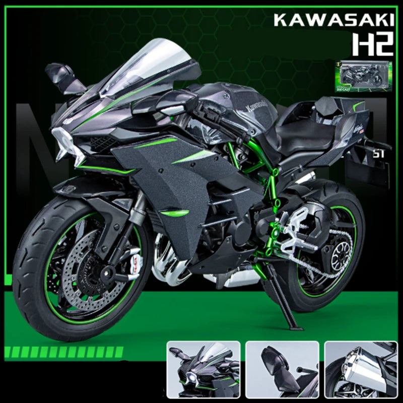 Diecast H2 H2R Racing Motorcycle Model 1 to 9 Scale