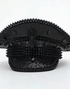 Black Sequin Festival Captain Hat Punk Rhinestone Masquerade Military Cap Handmade Sergeant Hat Bride Music Festival Cosplay