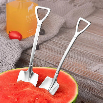 4/2pcs Stainless Steel Shovel Spoon Creative Coffee Spoons Ice Cream Dessert Scoops Teaspoon Kitchen Tableware Cutlery Set Gift