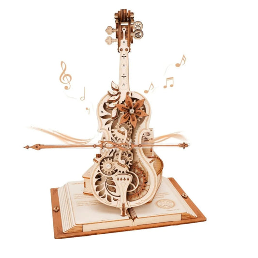 3D Wooden Puzzle ROKR Funny Magic Cello Mechanical Music Instrument Creative Toys for Child  AMK63