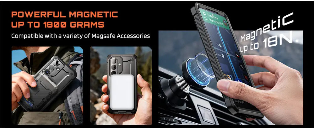 Rugged Magnetic Phone Case with Kickstand and Belt Clip for Samsung Galaxy S26 Plus