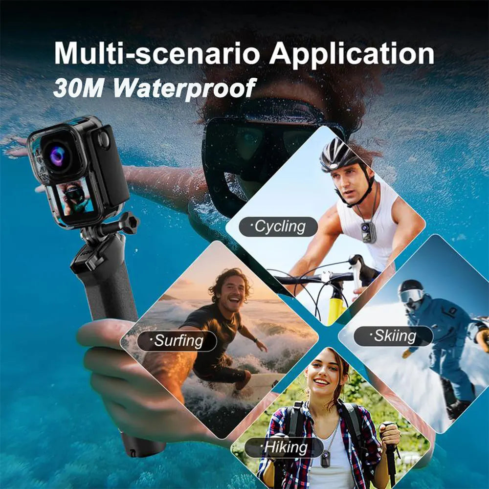 5K Thumb Action Camera 4K 60FPS Waterproof Magnetic Sports Body Cam with 6-Axis Stabilization WiFi Touch Screen