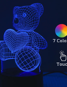 Romantic Love Dream Bear Kids 3D Night Light Touch Bedside Lantern USB Wireless Desktop Acrylic LED Decorative Table Lamp