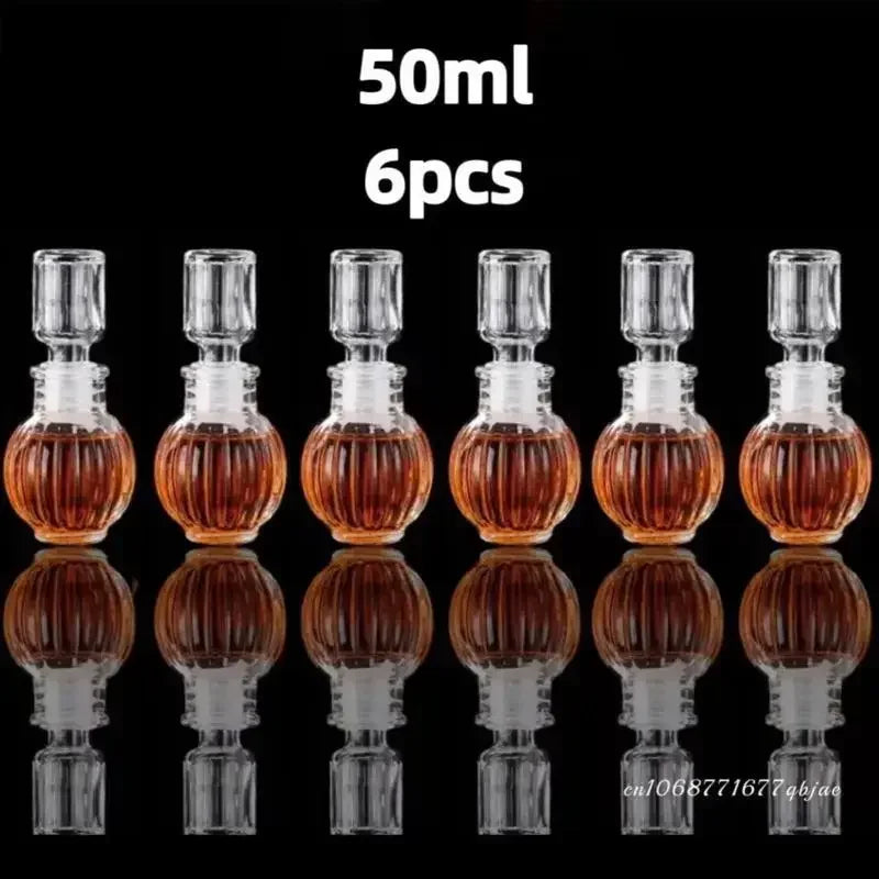 50ml 100ml 6pcs 12pcs Whisky Glass Liquor Bottle French Carved For Alcohol Wedding Gifts Wine Mini Container Storage Favour Set
