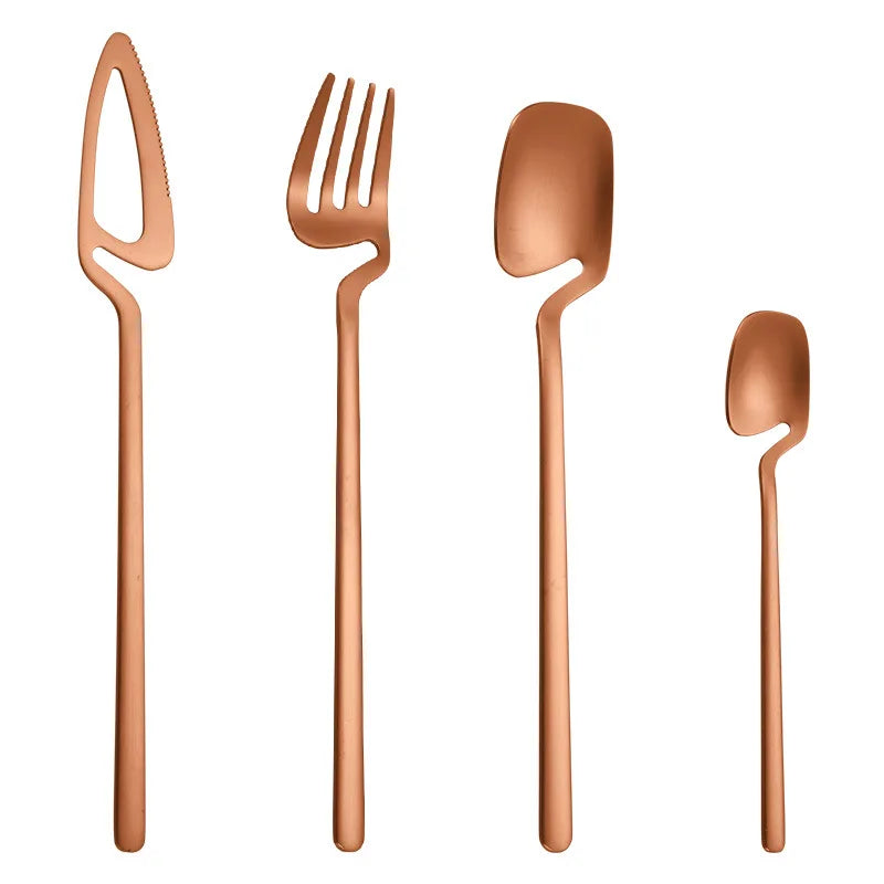 4pcs Rainbow Dining Spoon Fork Table Set Home Kitchen Table Decor Cutlery Sets Ice Cream Desserts Soup Coffee Use Kitchen Tools