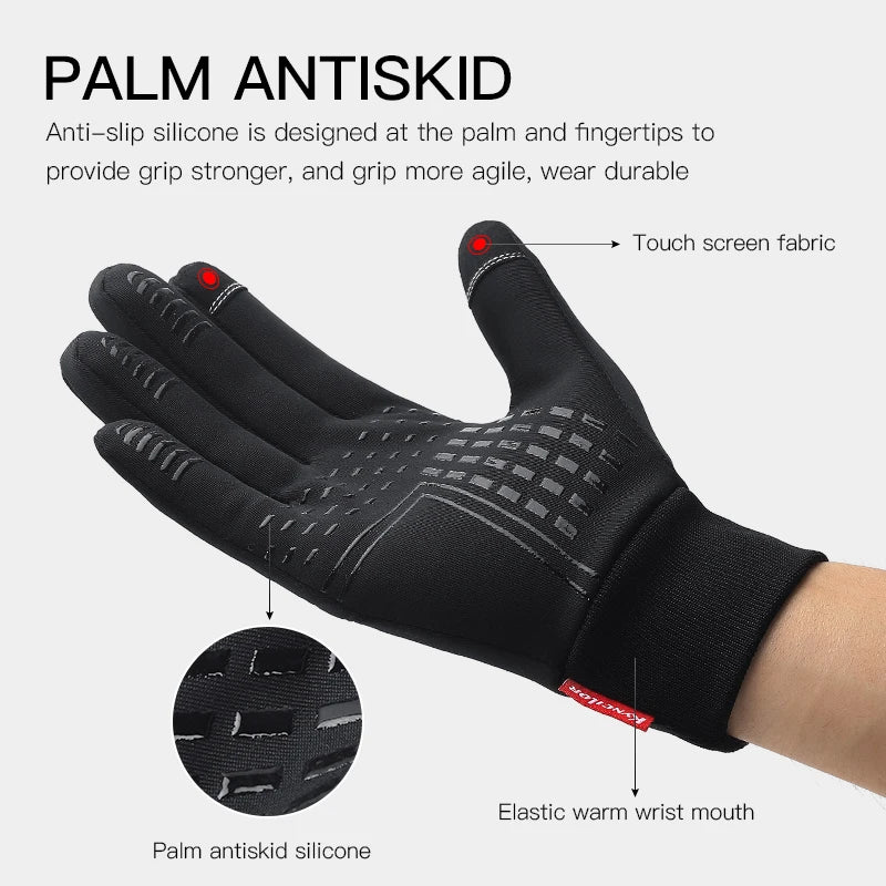 Cycling Gloves Black Autumn Winter Warm Touchscreen Nonslip Bike Gloves Motorcycle Gloves Men Outdoor Sports Running Women