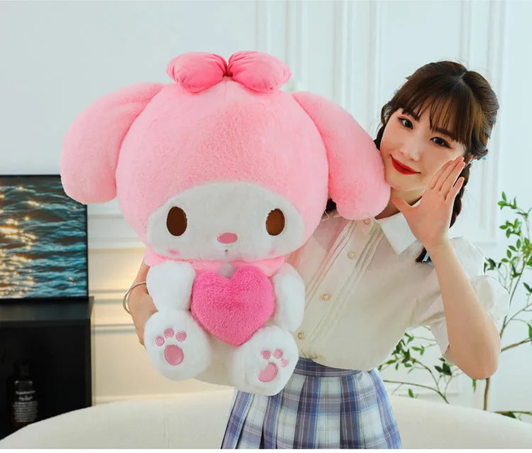 Sanrio Kawaii Kuromi My Melody Cinnamoroll Plush Toy Stuffed Doll for Kids Birthday Xmas Gift Large Cute Pillow for Sleeping