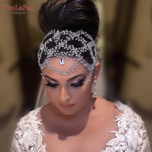 Fashion Rhinestone Woman Headband Forehead Chain Shiny Crystal Bridal Headdress Jewelry