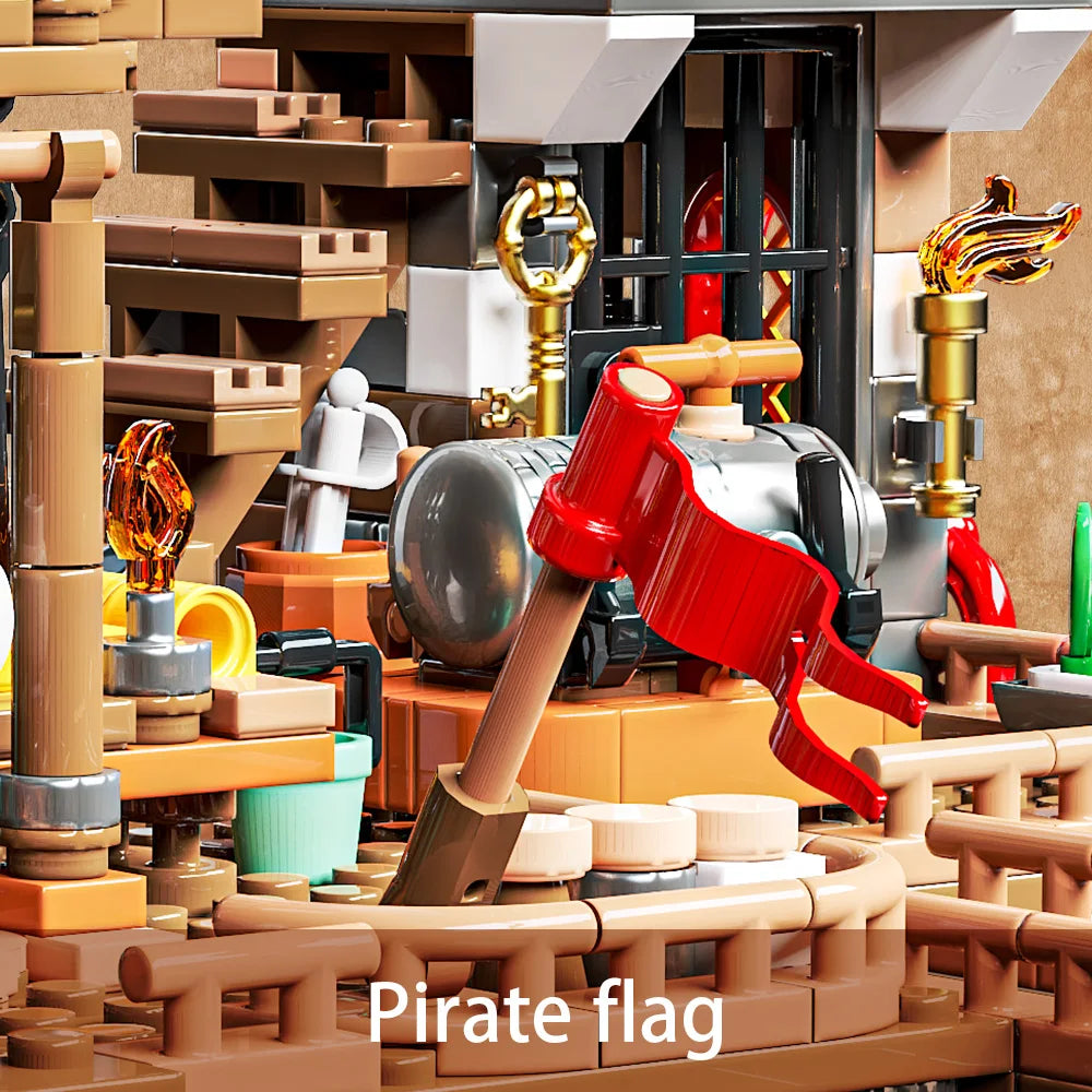 Pirate Ship Building Toys, Pirate Wharf Themed City Store Building Bricks Sets for Boys Age 8-12,868 Pieces, Advent Calendar