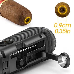 Cigar Lighter, Windproof Refillable Butane Lighter, Multifunction Cigar Accessories with Holder, Cigar Draw Enhancer and Punch