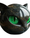 Green Eyes Cat Head Sculpture 3D Resin Healing Stone Marble Texture Cats Figurines Sculpture Gifts for Cat Lovers Women Men