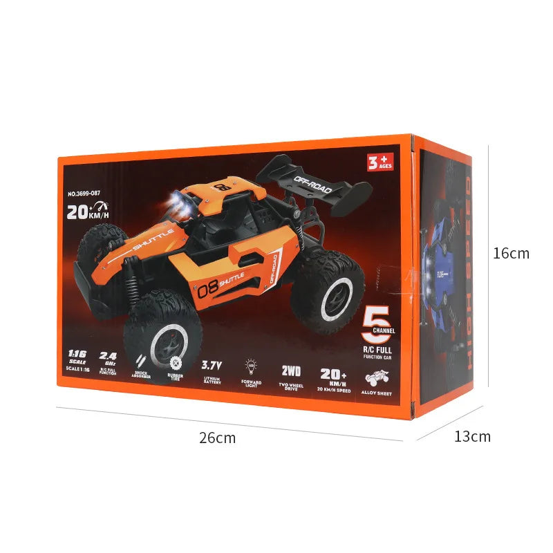 Remote Control Car RC Drift Racing 1:16 Vehicle Off Road Alloy 2.4G Radio High-Speed Trucks With LED Light Climbing Gift Toy