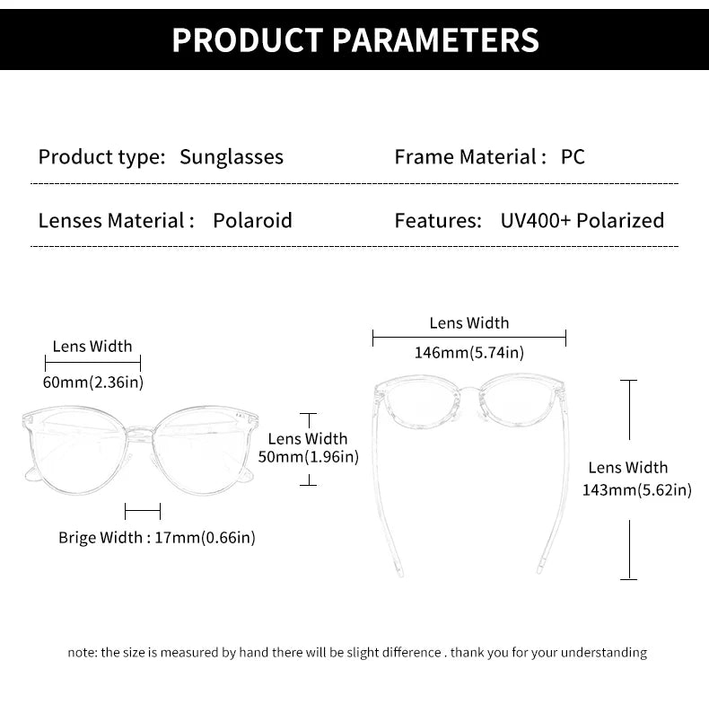 Cat Eye Polarized UV400 Fashion Sunglasses for Women Luxury Ultralight Frame Party Eyewear