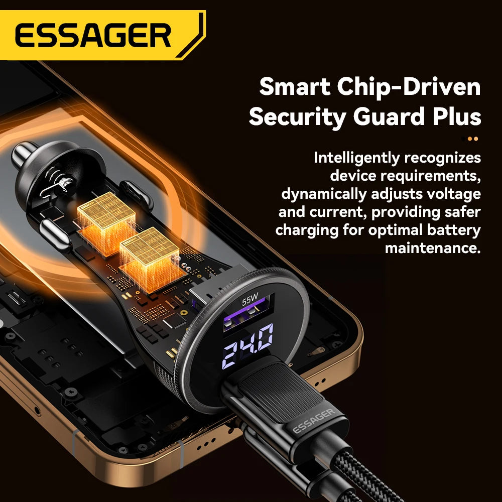73W USB C Car Charger PD 3.0 QC 4.0 Fast Charging Dual Port Type C + USB Adapter