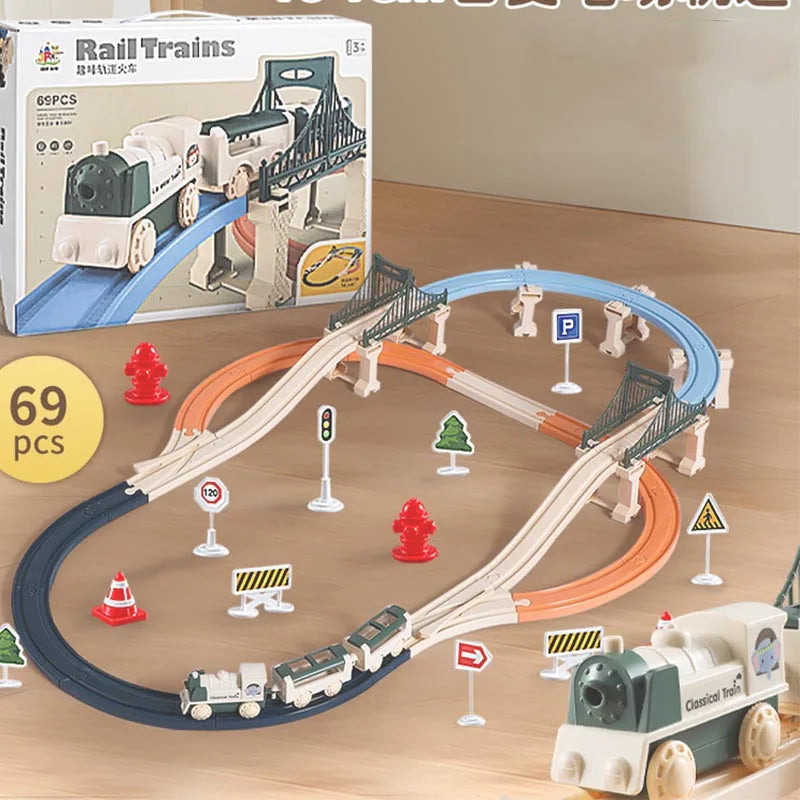 Electric Christmas Track Toy Set DIY Toys Puzzle Assembled Railway Track Building Block Track Toy for  Christma Gift