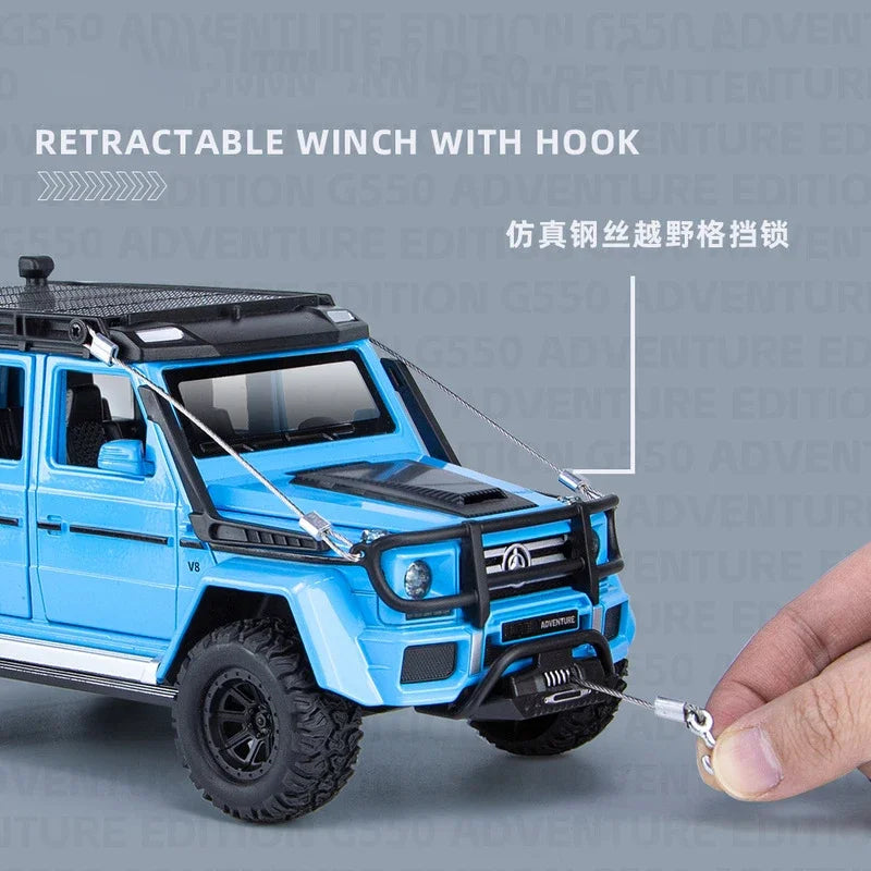 1:24 Alloy Diecast Toy Car Model G550 4X4 Adventure Edition Off Road Vehicle Model with Sound Light SUV Toy