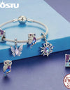 925 Sterling Silver Magic Owl Charms Purple Butterfly Pendant Openable Book Beads