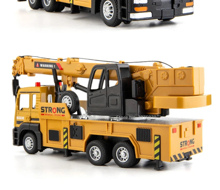 1/32 Crane Truck Alloy Car Model Diecast Metal Toy Simulation Engineering Vehicles with Sound and Light Model