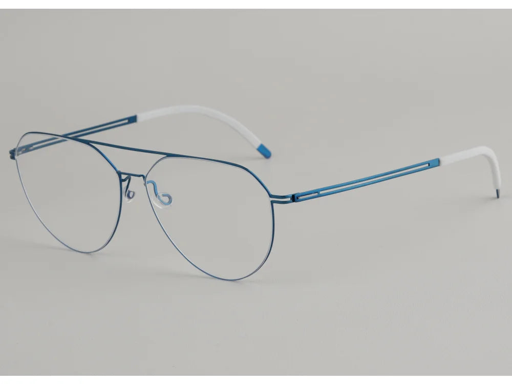 Oversized Pilot Titanium Double Bridge Screwless Eyeglasses Frame