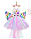 Girl Unicorn Dresses for Girls Tutu Princess Party Dresses with LED Lights Flower Birthday Party Cosplay Costume Girls Clothing