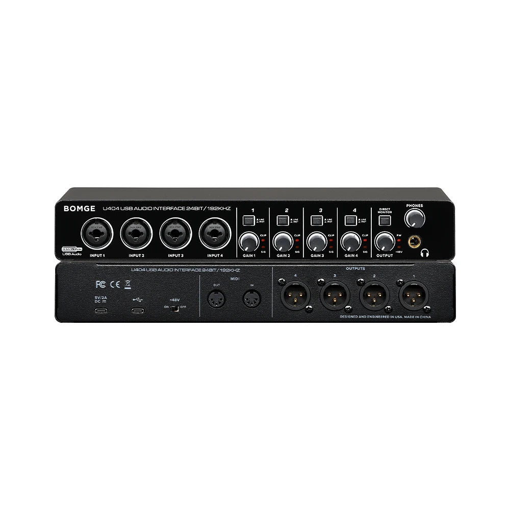 U404 4 Channel Audio Interface with 24 Bit 192kHz Recording and 48V Phantom Power