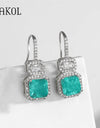 Gorgeous Princess Square Light Blue Cubic Zirconia Drop Earrings