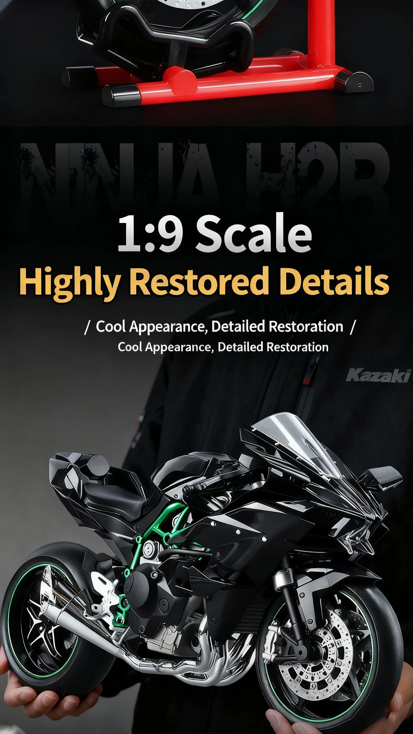 Key Control Diecast H2 H2R Sports Motorcycle Model 1 to 9 Scale
