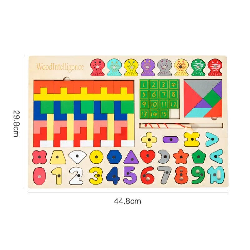 Montessori Wooden Educational Shape and Number Matching Puzzle Board