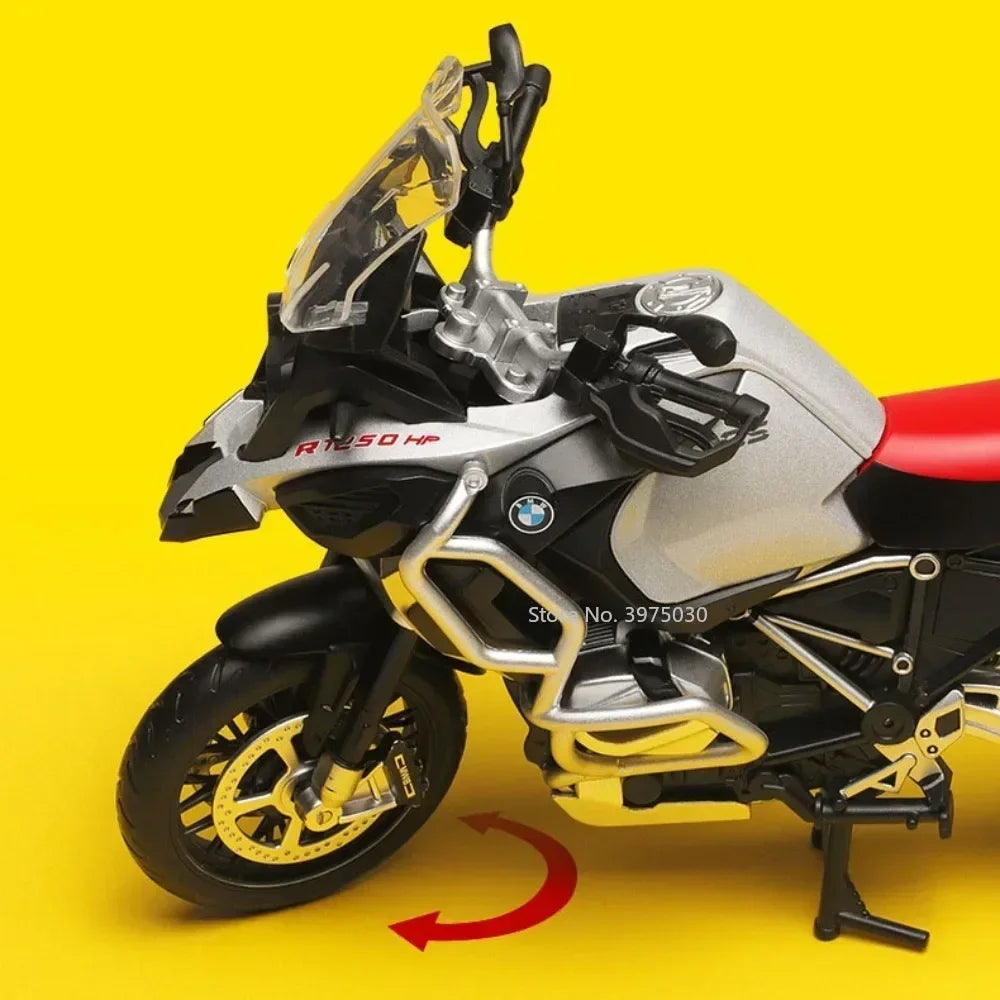 1:12 BMW R1250 GS Alloy Scale Motorcycle Model Toy Highly Simulated Static Motorcycle Model Wheel Suspension Collection