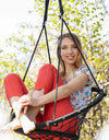 Nordic Style Round Hammock Swing Chair Safety Hanging Hammock Rope Hanging Garden Seat Beige Knitting Rope Swing Balcony Chair