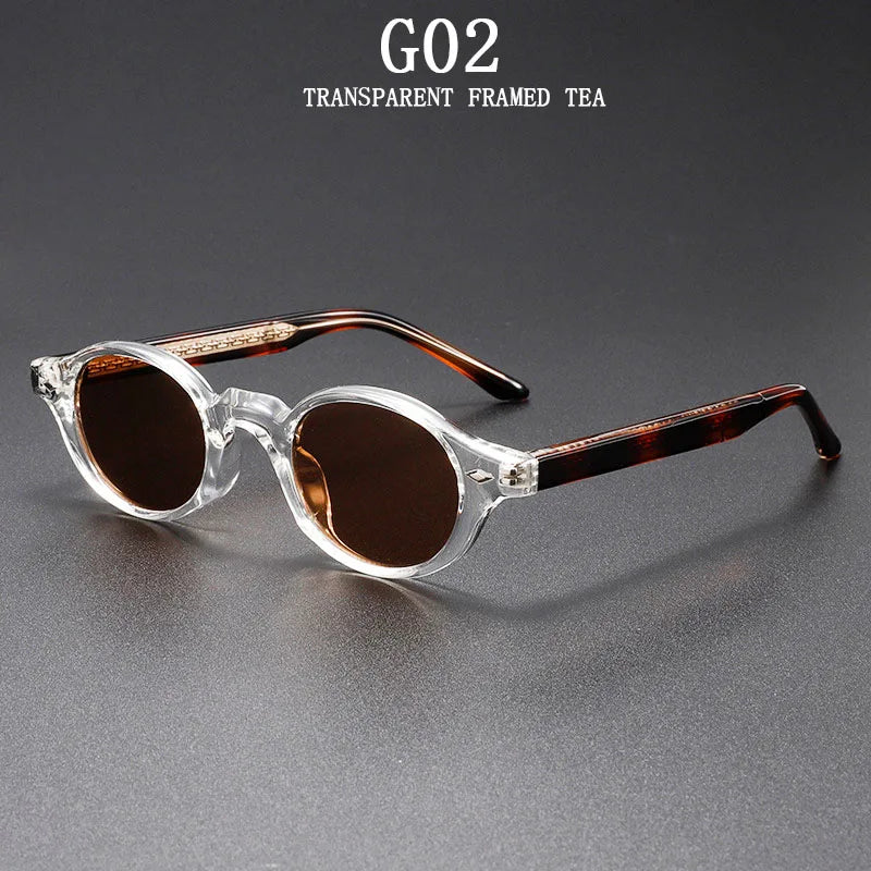Vintage Oval Acetate Sunglasses With UV400 Protection