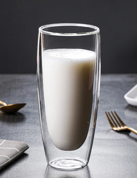 650ml Double Wall Glass Mug Clear Resistant Handmade Kungfu Tea Mug Coffee Milk Juice Lemon Healthy Drink Double Layer Glass Mug